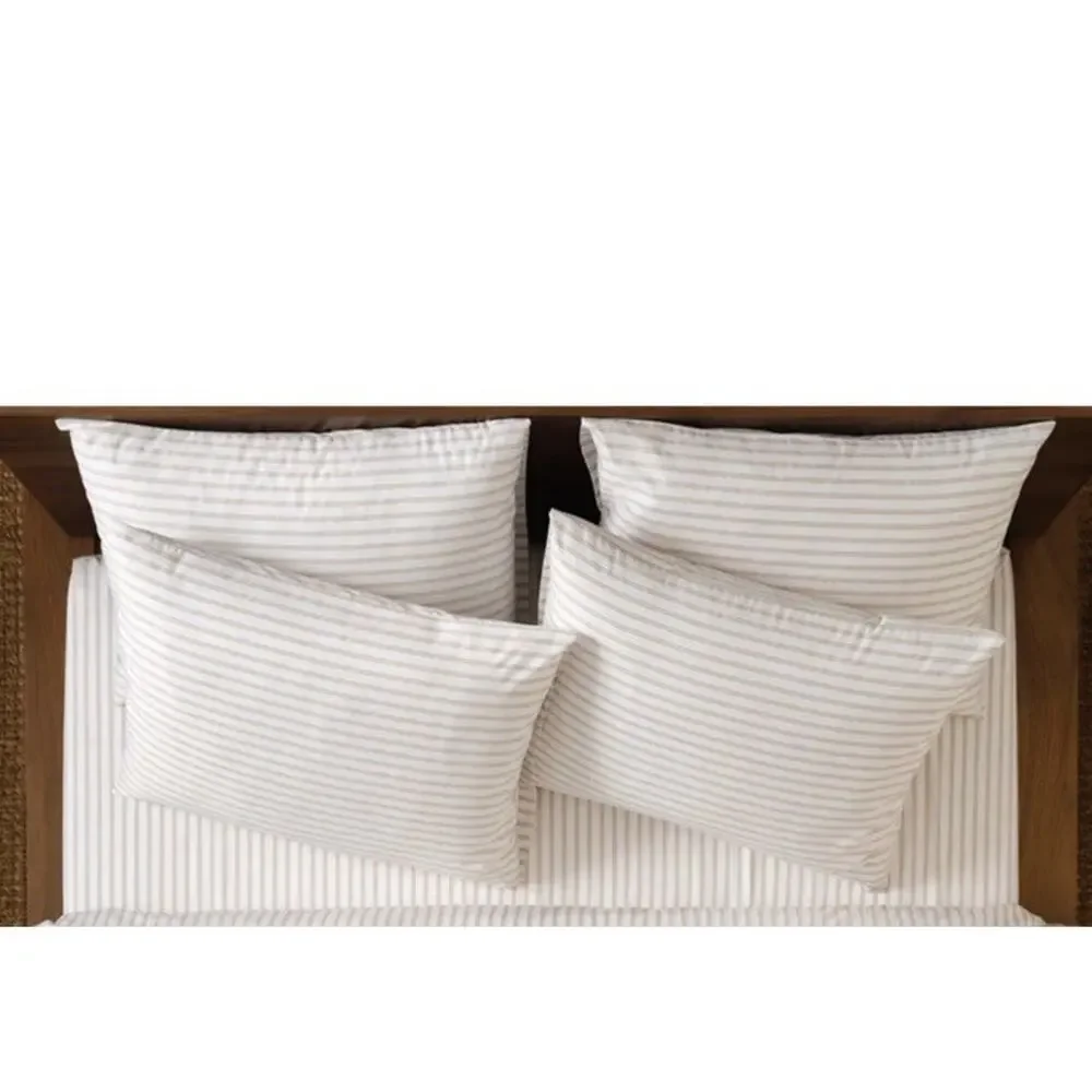 Brooklinen NWTs Luxe Sateen Pillowcases Set Of Two Tandem Stripe White Tan